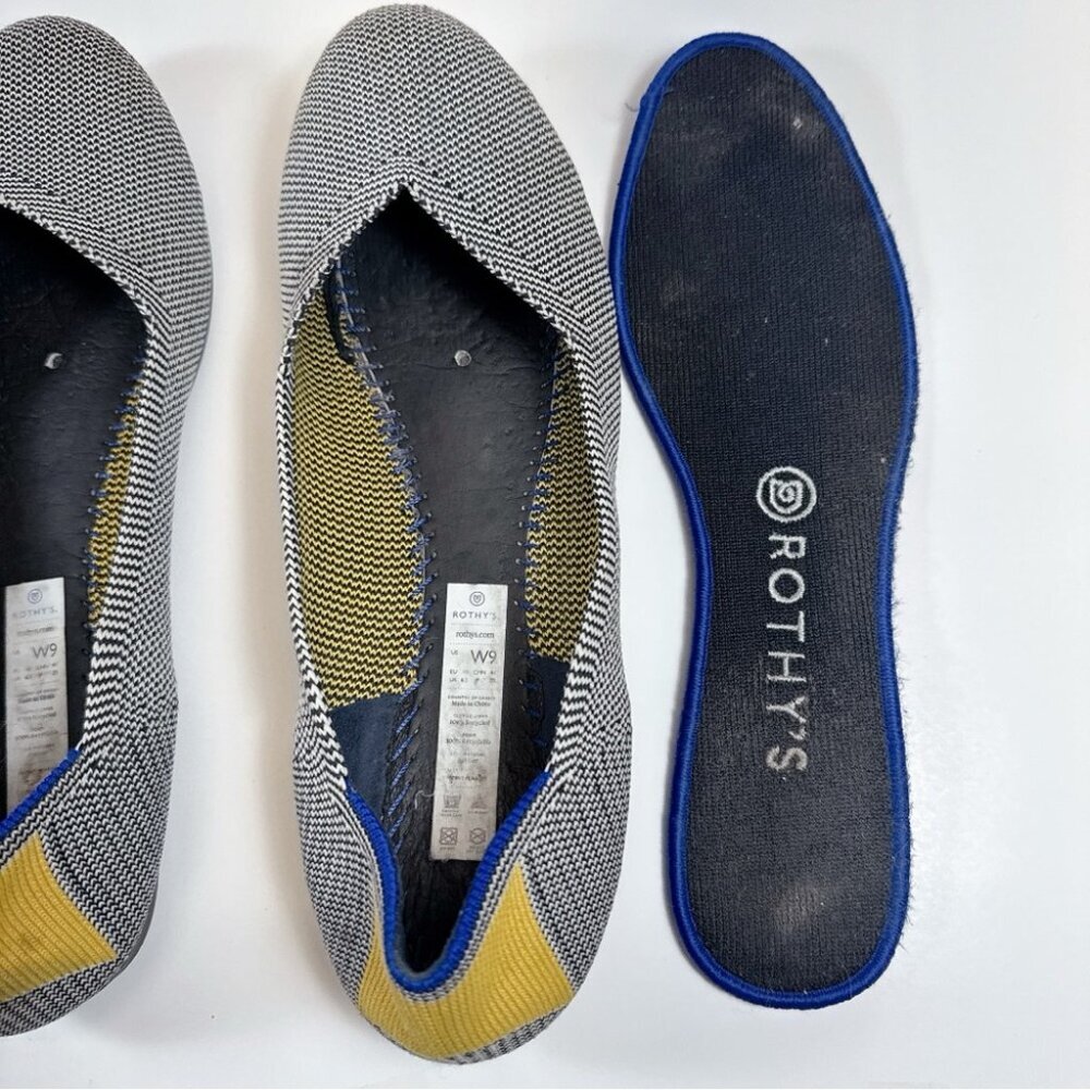 Rothy's Womens 9 Shale Ribbon Stripe Round Toe Flats - Picture 11 of 14